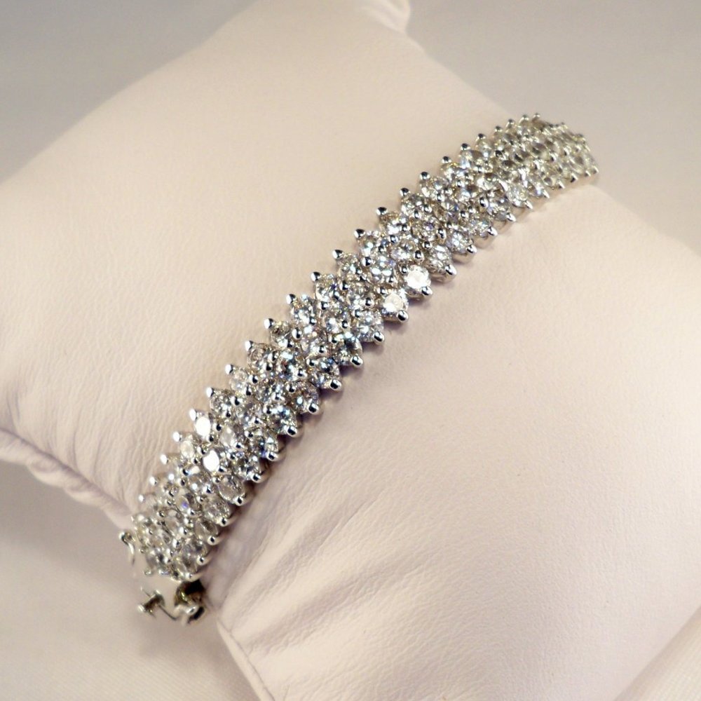 NEW Charles Winston Cubic Zirconias Silver Cuff Bracelet